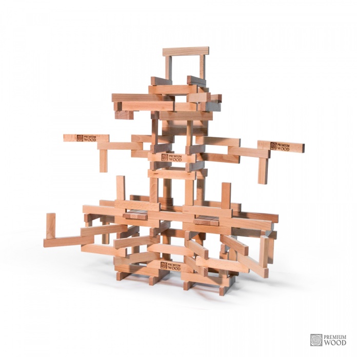Wieża z drewnianych klocków magnetycznych Premium Wood